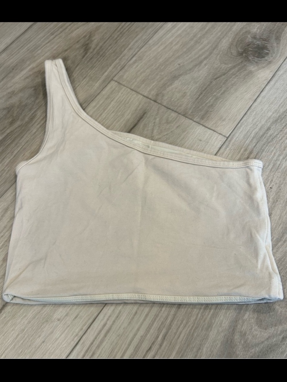 Klassy Network One-Shoulder Cream Crop Top